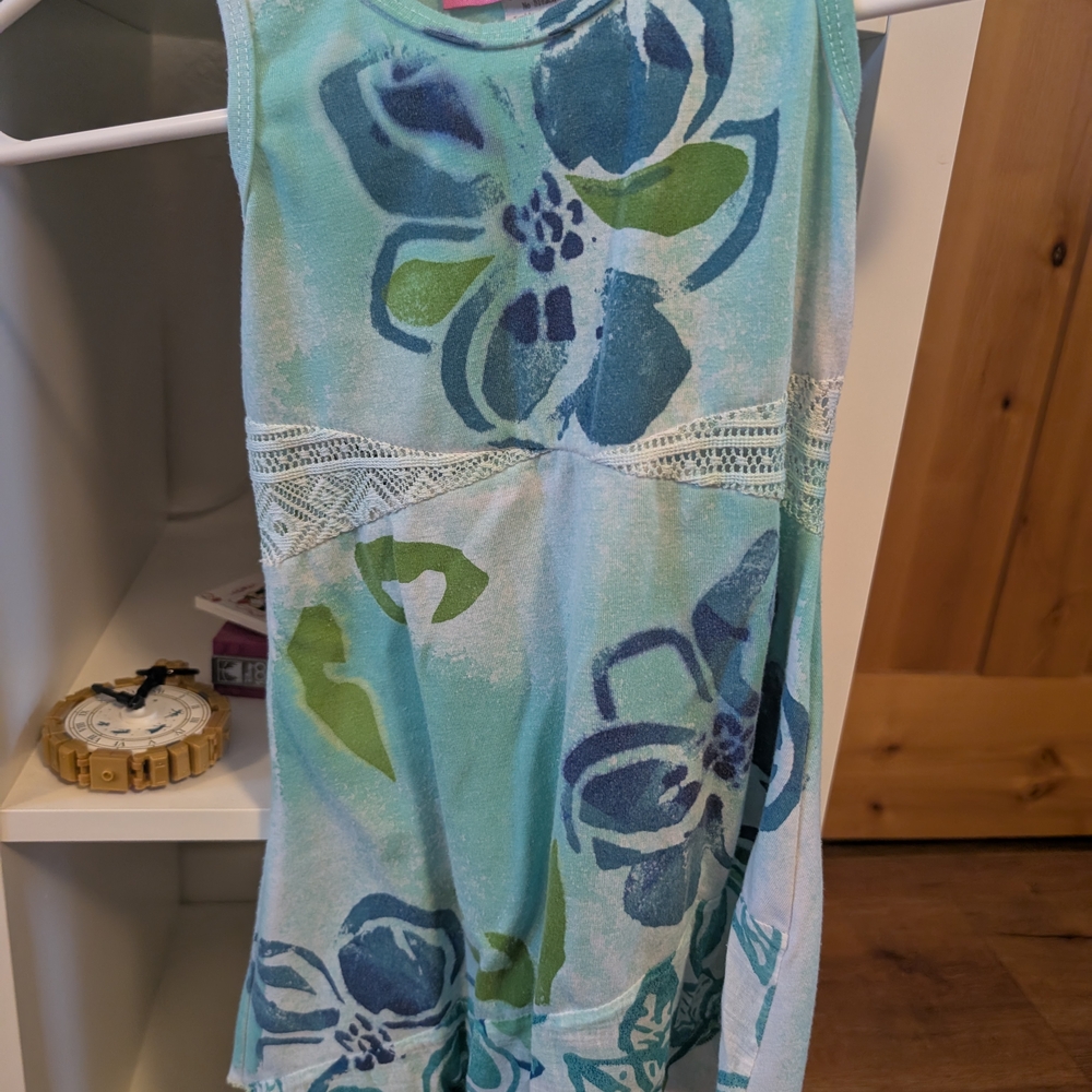 Blue and Green Floral Top